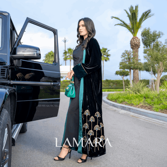 Abaya 2 Pièces Vert Noir